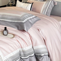 Thumbnail for Luxury Pink Embroidery Egyptian Cotton Hotel Style Duvet Cover Bedding Set