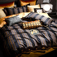 Thumbnail for Luxury Black Bee Star Embroidered Jacquard Egyptian Cotton 1200TC Bedding Set