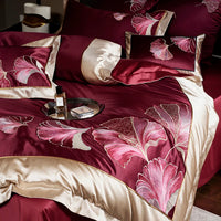 Thumbnail for Luxury Red Gold Ginkgo Biloba 1000TC Egyptian Cotton Embroidered Bedding Set