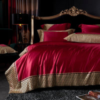 Thumbnail for Gold Blue Luxury Royal Egyptian Cotton Wedding Bedding Set
