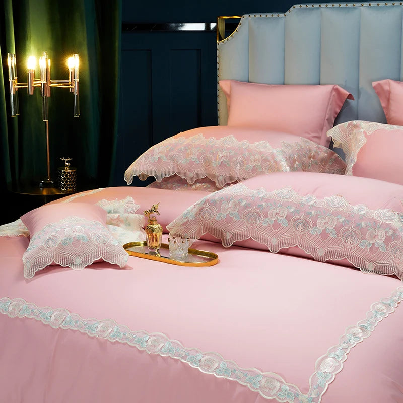 Luxury Pink Palace Royal Egyptian Cotton Princess Bedding Set