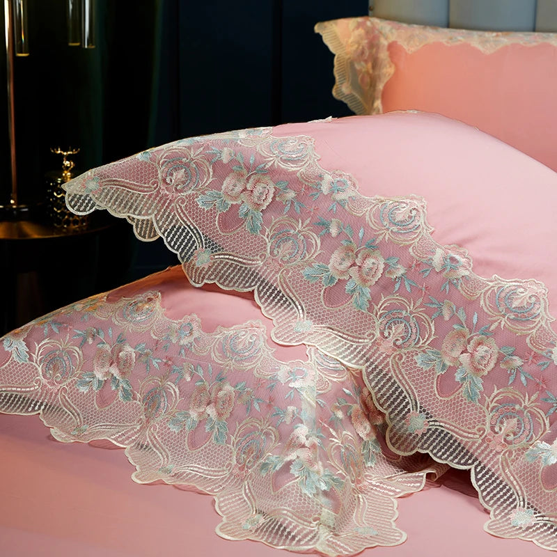 Luxury Pink Palace Royal Egyptian Cotton Princess Bedding Set