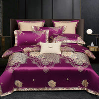 Thumbnail for Luxury Purple Gold Jacquard European Egyptian Cotton 1000TC Bedding Set