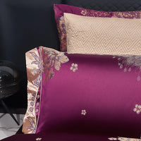 Thumbnail for Luxury Purple Gold Jacquard European Egyptian Cotton 1000TC Bedding Set