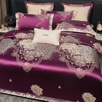 Thumbnail for Luxury Purple Gold Jacquard European Egyptian Cotton 1000TC Bedding Set