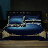 Thumbnail for Luxurious White Gold Embroidered Satin Egyptian Cotton 1000TC Bedding Set