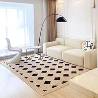 Thumbnail for Minimal White Beige Large Rug Carpet Comfortable Soft Striped Bedroom