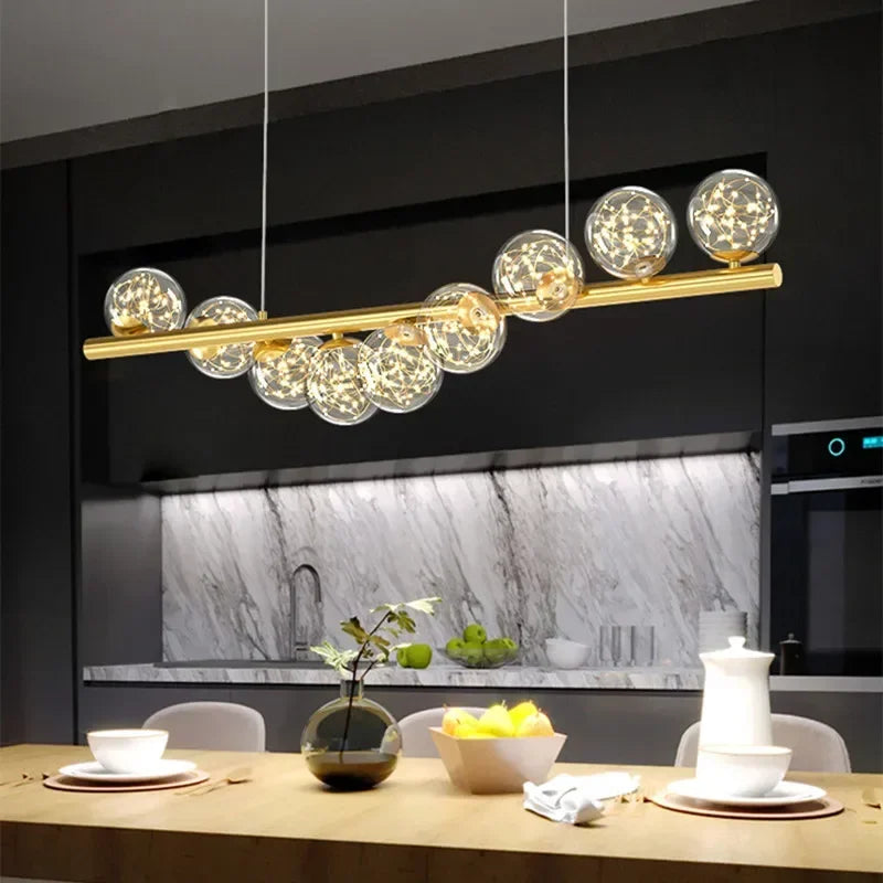 Luxury Modern Gold Glass Ball Led Ceiling Chandelier Lighting Dining Room