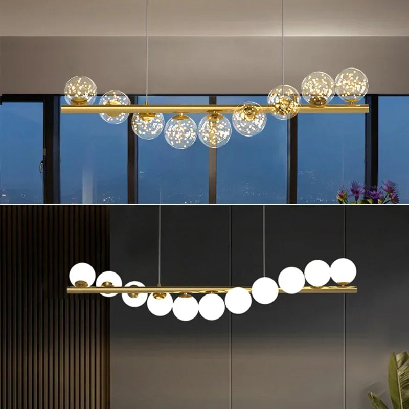 Luxury Modern Gold Glass Ball Led Ceiling Chandelier Lighting Dining Room