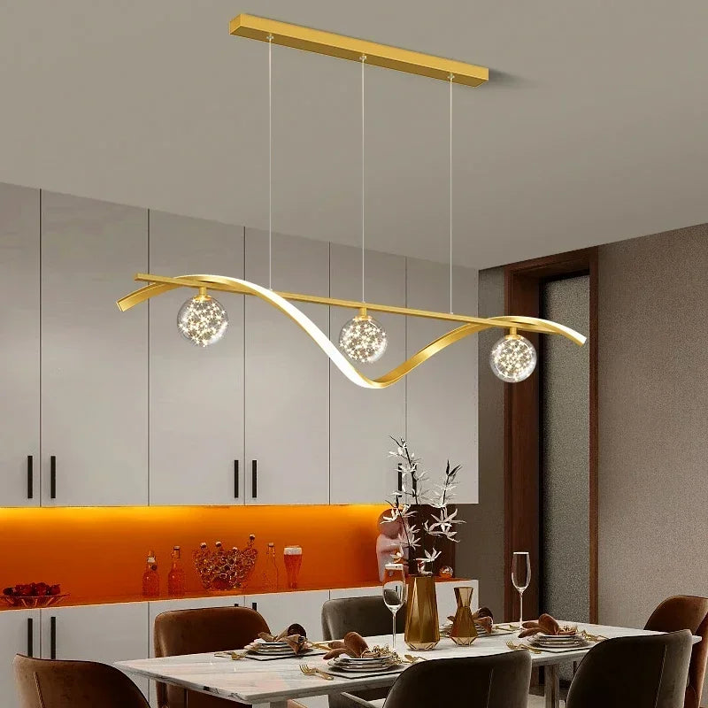 Modern Black Gold Glass Ball Led Lighting Pendant Chandeliers Decoration for Indoor