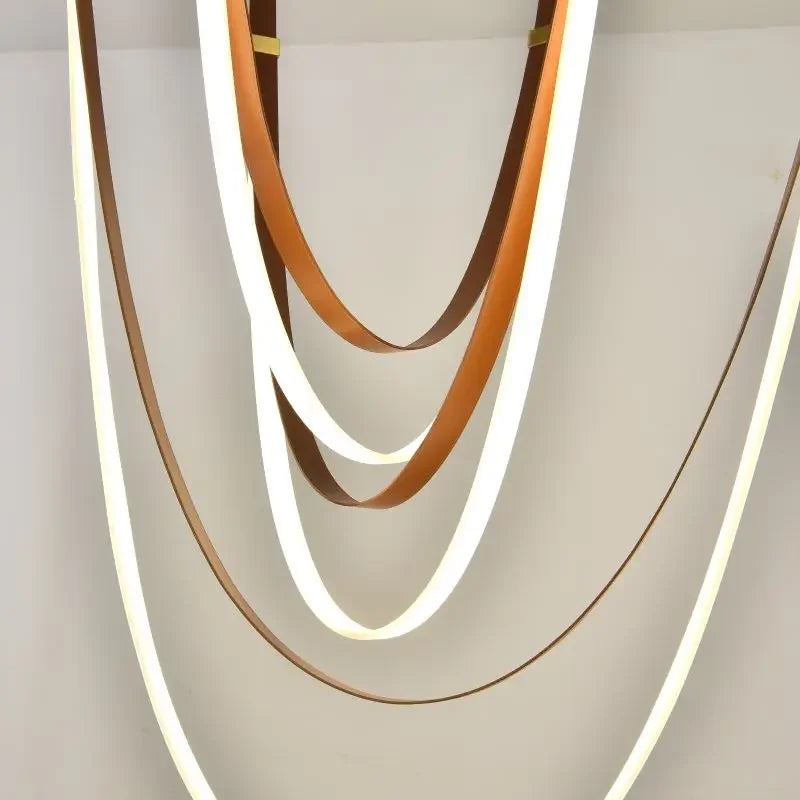 Modern Gold Long Strip Belt Pendant Lighting Dining Living Room Villa Chandelier Indoor