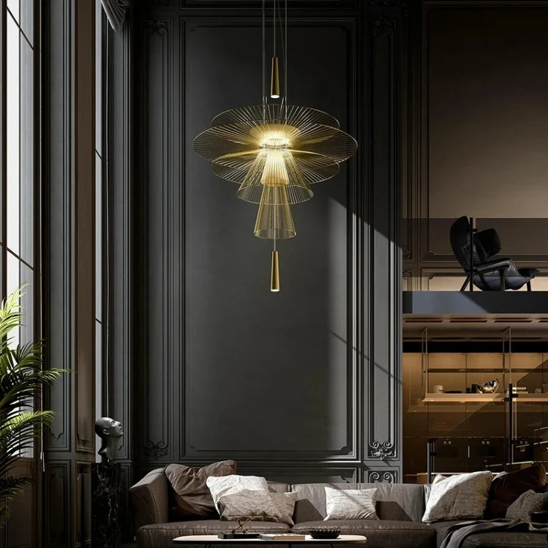 Modern Gold Champagne LED Pendant Lighting Metal Hanging Chandeliers
