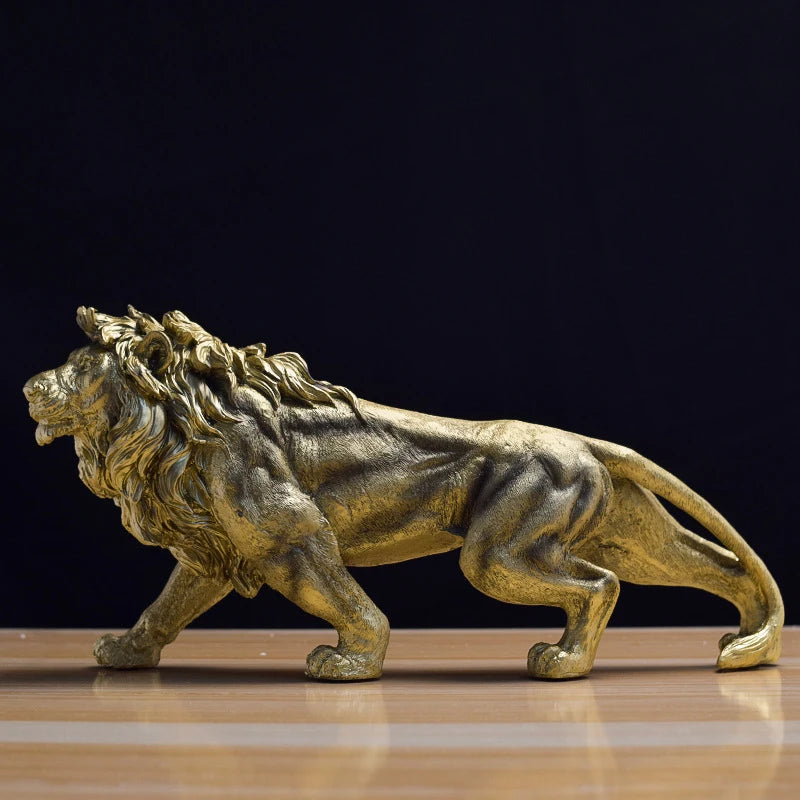 Modern Golden Lion Animal Decoration Sculptures and Statues