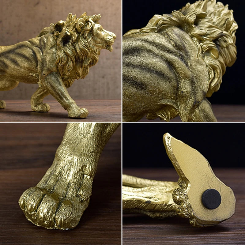 Modern Golden Lion Animal Decoration Sculptures and Statues