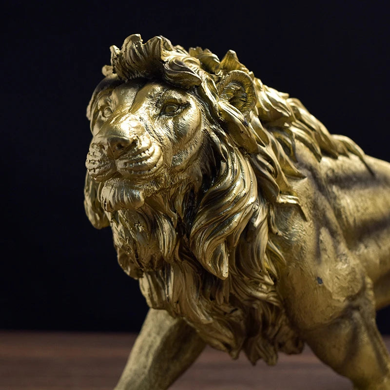 Modern Golden Lion Animal Decoration Sculptures and Statues