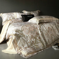 Thumbnail for Luxury Baroque Beige Gold Paisley Lyocell Cotton Soft Duvet Cover Set