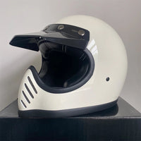 Thumbnail for Vintage White Grey DOT ECE Approved Full Face Light Weight Motorcycle Helmets