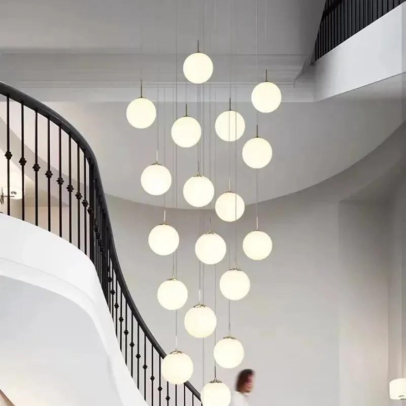 Silver Gold European Glass Ball LED Pendant Lighting Living Dining Room Stairs Loft Chandelier