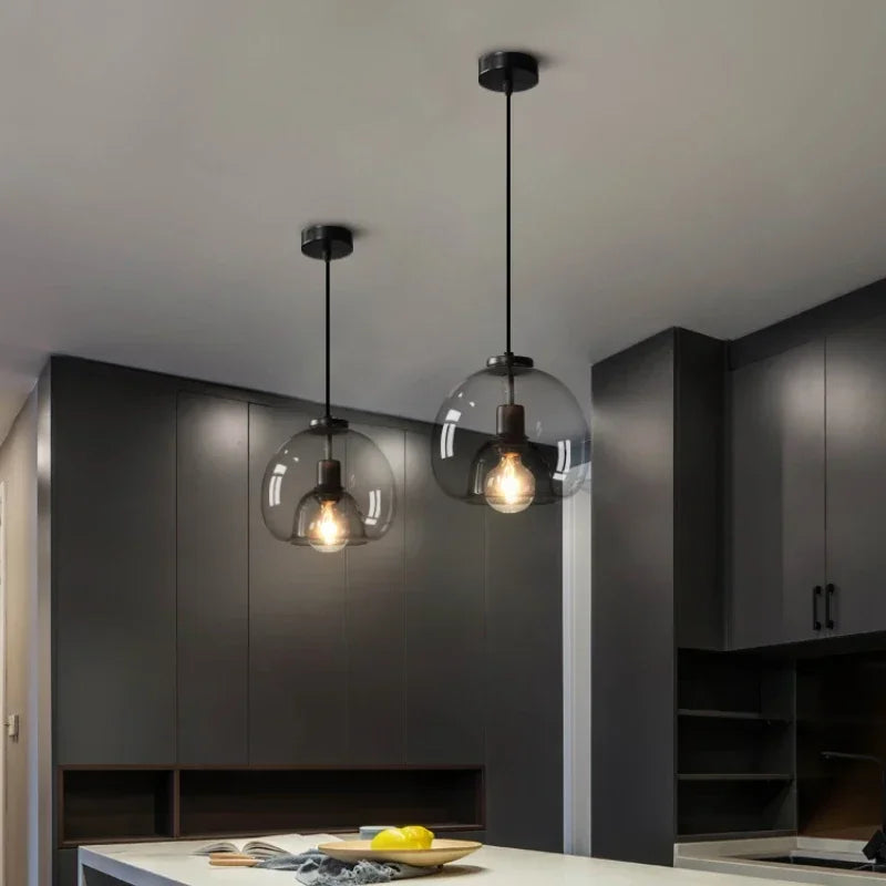 Modern Black Glass Ceiling Chandeliers Lighting Art Pendant Indoor