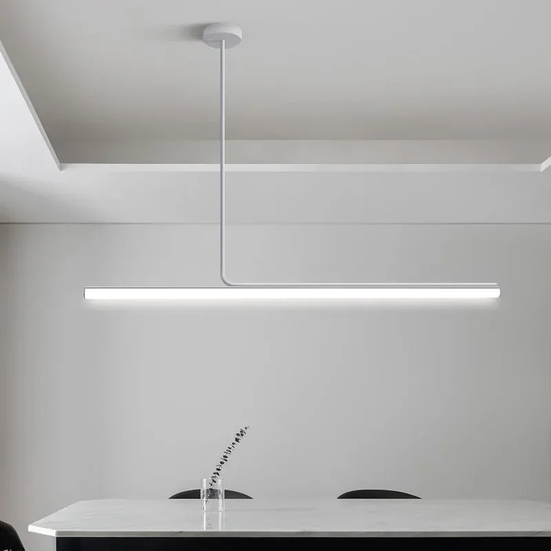 Black White Minimal Long Tube Lighting Chandelier Dimmable Led Home Decorate