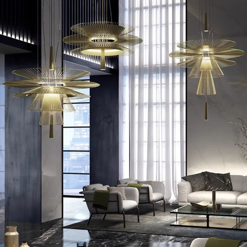 Modern Nordic Black Gold Chandeliers Led Lighting Hotel Dining Living Room