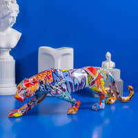 Thumbnail for Modern Painted Graffiti Leopard Sculptures and Statues Office Ornaments Resin Crafts