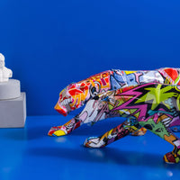 Thumbnail for Modern Painted Graffiti Leopard Sculptures and Statues Office Ornaments Resin Crafts