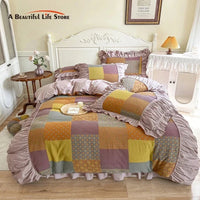 Thumbnail for Vintage Pastoral Country Pure Cotton Double Layer Yarn Pleat Ruffles Bedding Set
