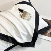 Thumbnail for Pearl White Black Luxury Egyptian Cotton Hotel Style Bedding Set