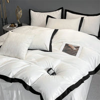 Thumbnail for Pearl White Black Luxury Egyptian Cotton Hotel Style Bedding Set