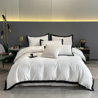 Thumbnail for Pearl White Black Luxury Egyptian Cotton Hotel Style Bedding Set