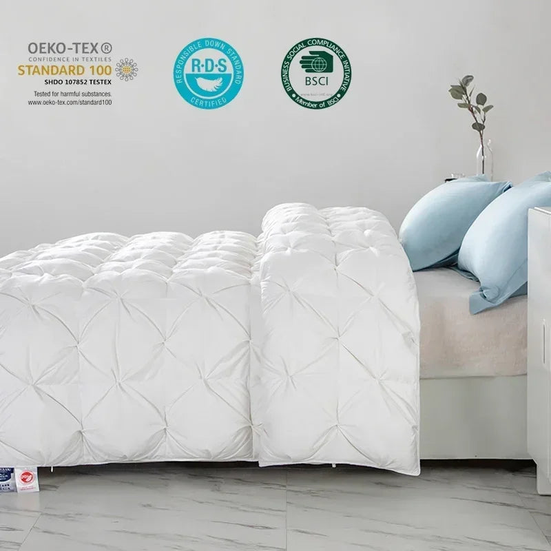White Goose Down Filler Comforter Quilt Winter Thick Luxury 100% Cotton Bedding set