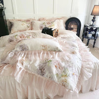 Thumbnail for Elegant Floral Romantic Pink Princess Lyocell Cotton Lace Bedding Set