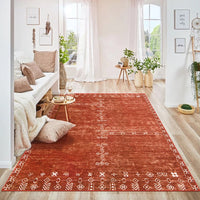 Thumbnail for Retro Minimal Red Black Rug for Living Room Carpet