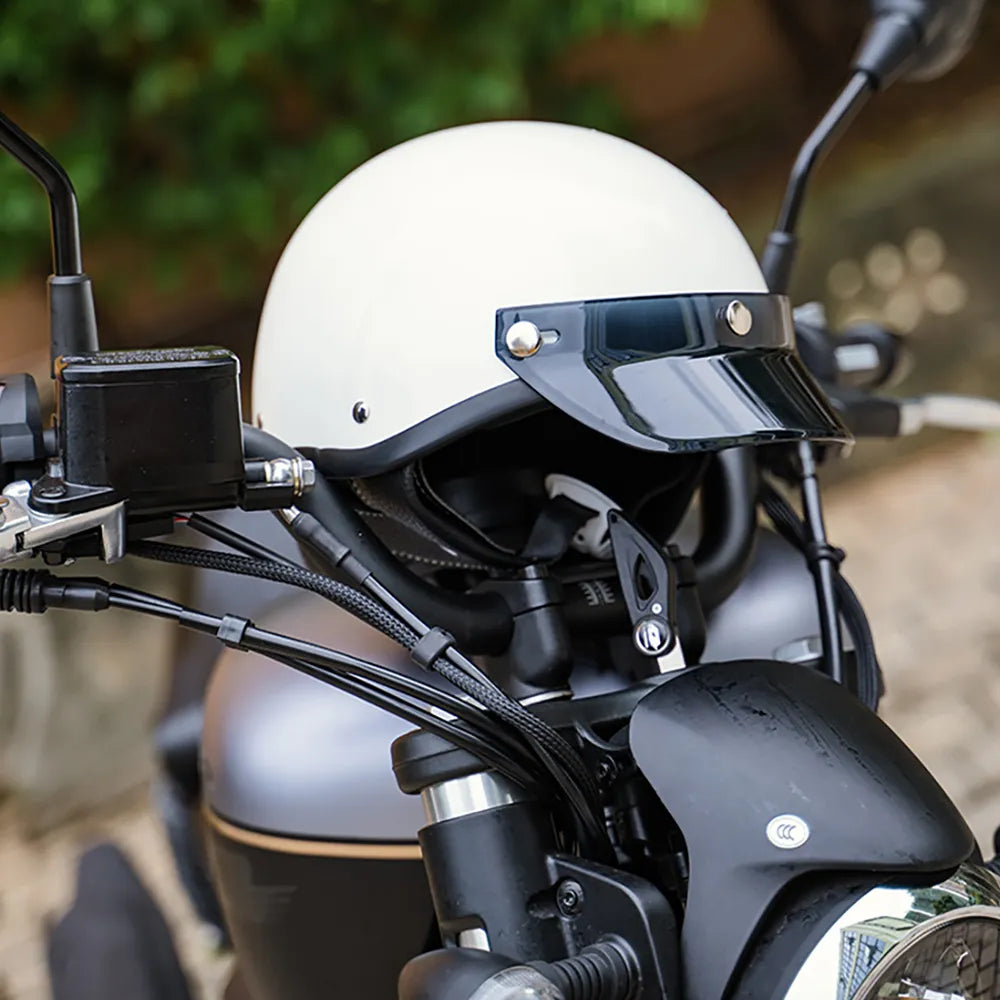 Vintage White Grey Half Face Motorcycle Helmets Motorbike Summer DOT Certified