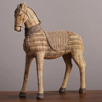 Thumbnail for Retro Rattan Horse Art Crafts Handmade Office Decor Gift Sculptures and Statues