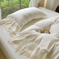 Thumbnail for Pure White Romantic French Princess Wedding Jacquard Girl Duvet Cover Bedding Set