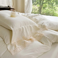 Thumbnail for Pure White Romantic French Princess Wedding Jacquard Girl Duvet Cover Bedding Set