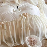 Thumbnail for Premium White Romantic Rose Ruffled Wedding 1200TC Egyptian Cotton Bedding Set