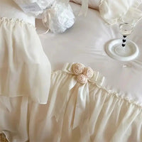 Thumbnail for Premium White Romantic Rose Ruffled Wedding 1200TC Egyptian Cotton Bedding Set