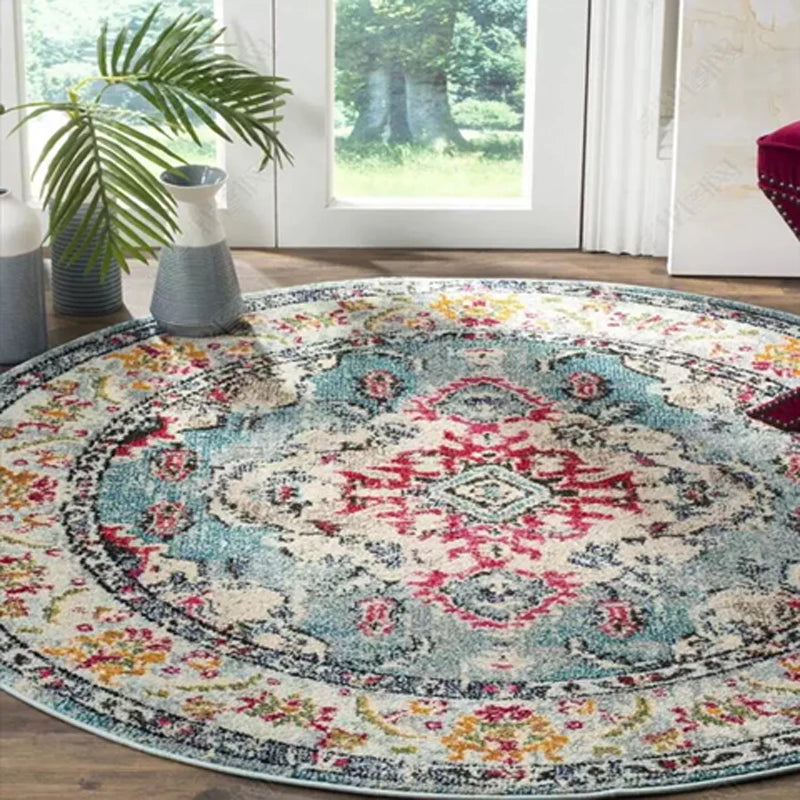 Round Vintage Premium Rug Carpet Living Room Decoration Washable for Lounge Non-slip