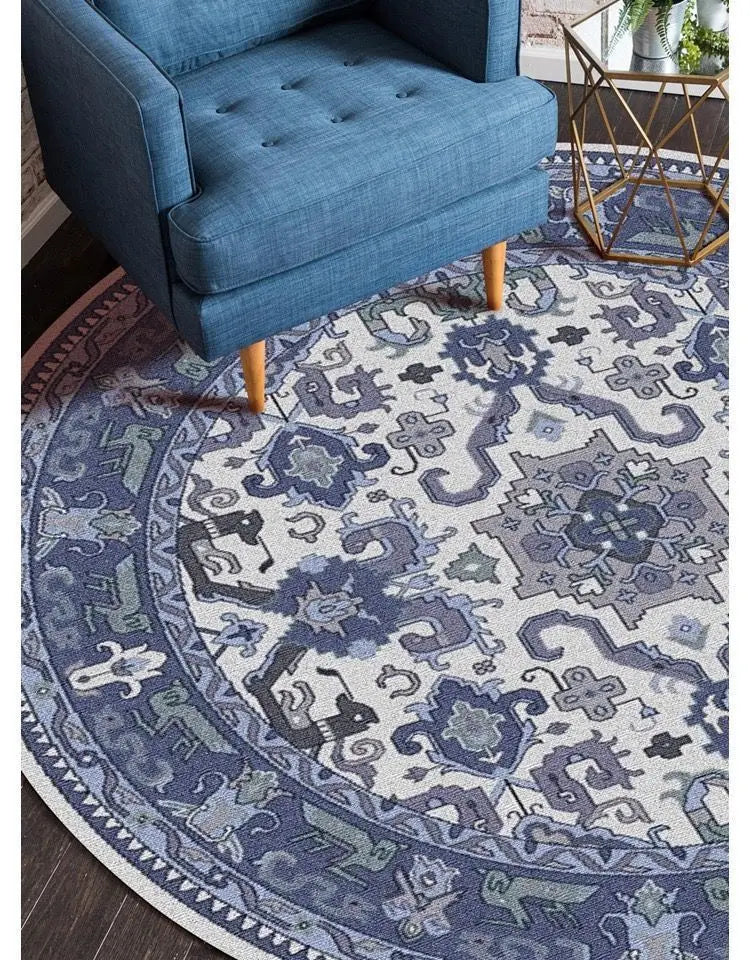 Round Vintage Premium Rug Carpet Living Room Decoration Washable for Lounge Non-slip