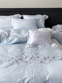 Thumbnail for Chic White Butterfly Embroidered Luxury Lyocell Fabric Bedding Set