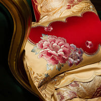 Thumbnail for Romantic Chic Red Flower Satin Jacquard Deluxe Bedding Set