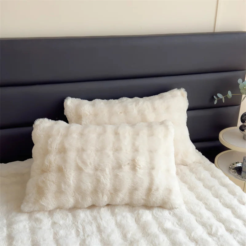 Colorful Thicken Plush Mattress Cover Winter Warm Softest for Quilted Bedding