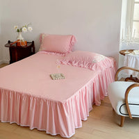 Thumbnail for Pink Gold Royal Luxurious French Rose Embroidered Duvet Cover Set, Cotton Bedding Sets