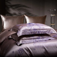 Thumbnail for Brown Purple Jacquard Luxury Silky Soft Egyptian Cotton 1000TC Bedding Set