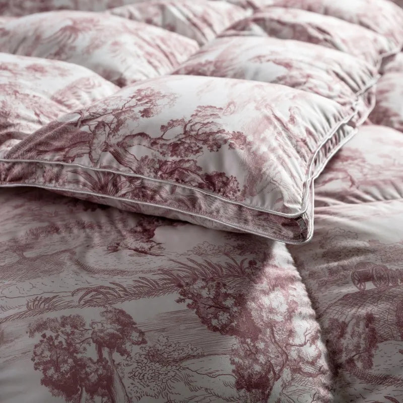 Premium Cloud Fluffy Pleat Goose Down Comforter Ink Art Printed Bedding Set