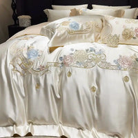 Thumbnail for Luxurious Champagne Patchwork Rose Egyptian Cotton 1000TC Flowers Embroidered Bedding Set