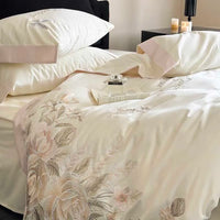 Thumbnail for Rose Chic Butterfly Flowers Wedding Embroidery, 100% Cotton Duvet Cover Bedding Set